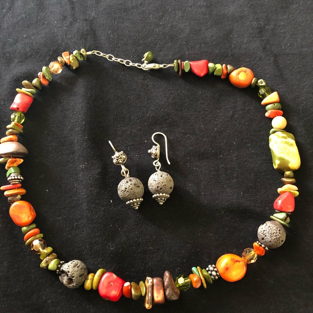Handmade necklace and earrings